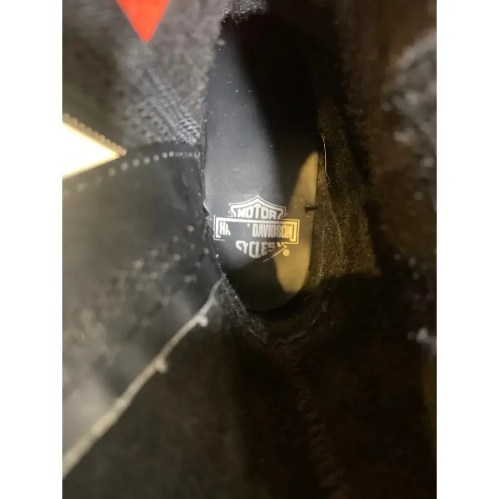 Harley Scarlet Black Mid-Calf Leather Harness Zip Boot EUC Sz 6.5 Square Heel - Picture 10 of 10